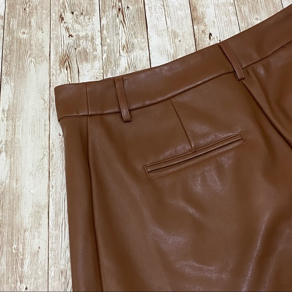 ANTHROPOLOGIE Avec Les Filles Davina Brown Faux Leather Culottes Wide Leg Size S - Picture 10 of 15
